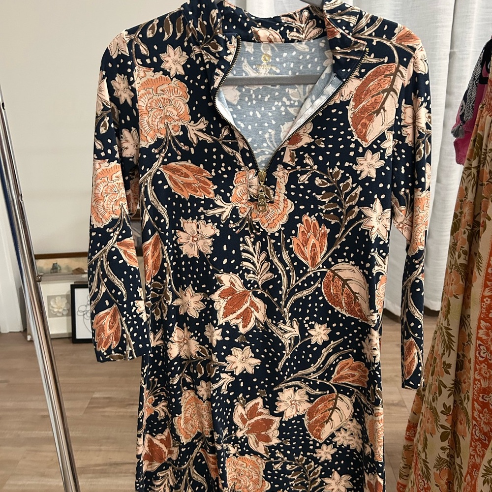 Spartina 449 Navy and Peach Floral Dress